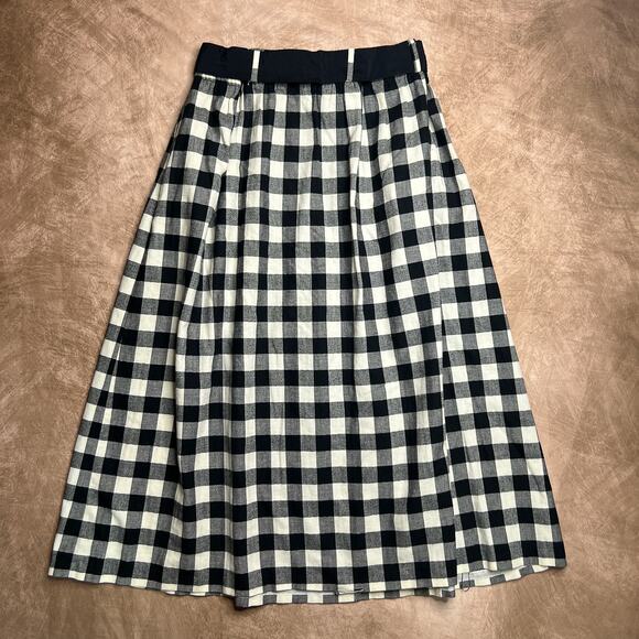 Vintage 90s Talbots Plaid Checkered Maxi Skirt Pleated Belted Dark Academia Goth - Picture 2 of 7